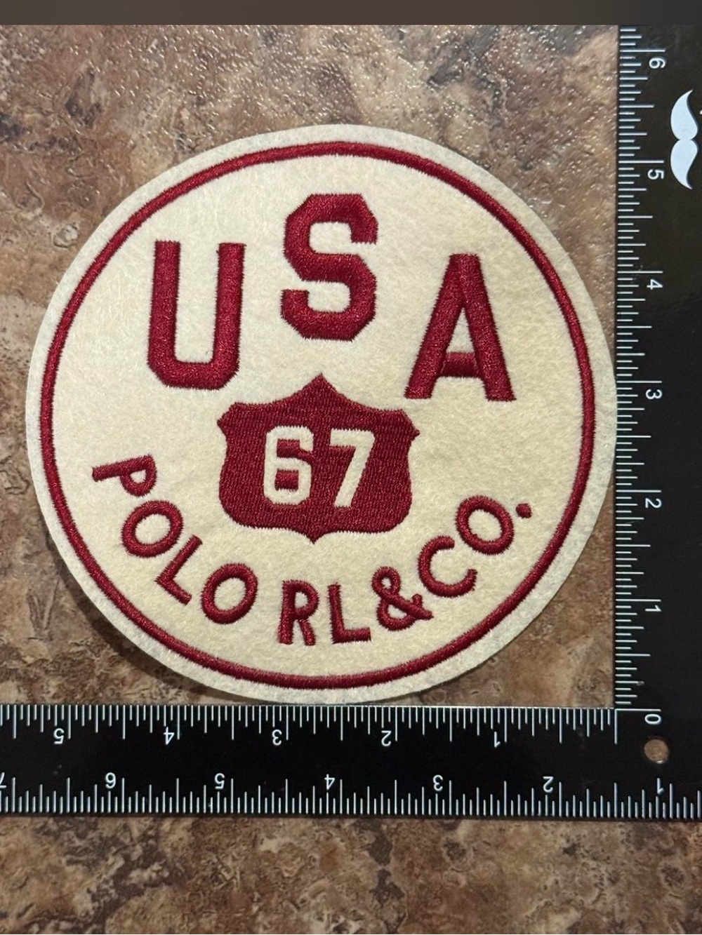 Polo by Ralph Lauren USA 67 Red and Cream Embroidered Patch